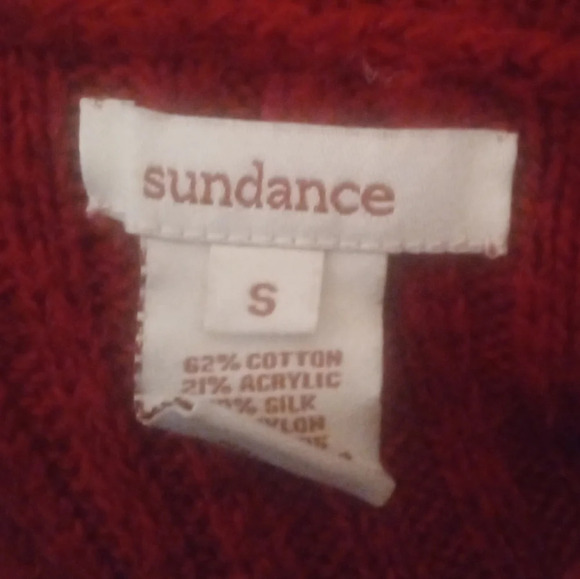 Sundance Red Cotton Silk Blend Rib Knit Turtleneck Sweater Size Small - Picture 7 of 7